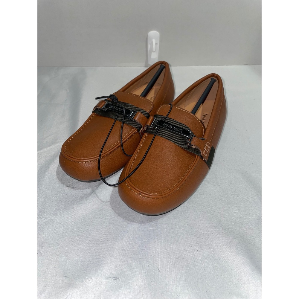 Nine West Damian Youth Loafers Cognac Brown Slip On Driver Shoes Size 13 9KF